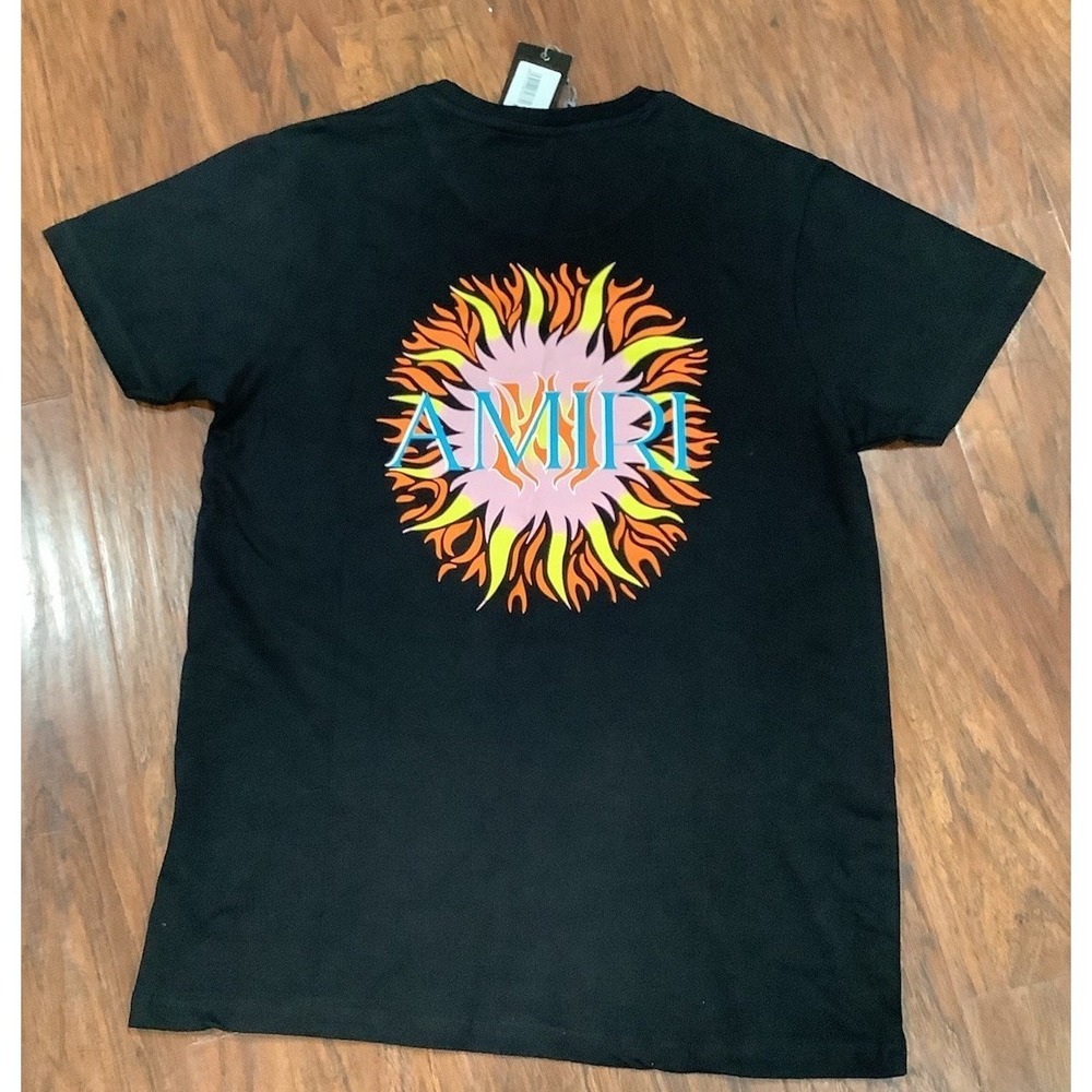 Amiri Mens Sun Crew-neck T-SHIRT Medium Black Retail $575